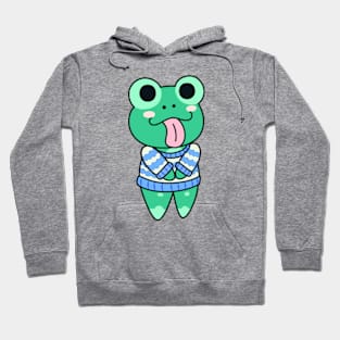 Chibi Frog Critter - Blue & White Sweater Hoodie